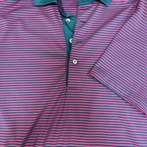 Greyson Pink and Blue Striped Polo Shirt size small golf casual